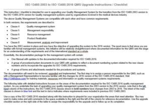 13485:2003 to 2016 QMS Upgrade Instructions Transition 
